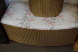 LLOYD LOOM STYLE UPHOLSTERED OTTOMAN, WIDTH APPROX 90CM