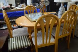 EXTENDING DINING TABLE AND FOUR CHAIRS