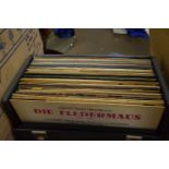 RECORD CASE CONTAINING 33RPM RECORDS, MOST APPEAR THEATRICAL/CLASSICAL