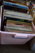 BOX OF VARIOUS RECORDS INCLUDING DUDLEY MOORE, DEAN MARTIN, CARPENTERS ETC