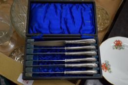 CASED SET OF SILVER PLATED KNIVES