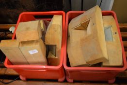 TWO BOXES OF WOODEN MOULDINGS