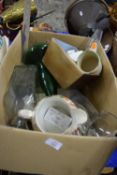 BOX OF MIXED KITCHEN CERAMICS ETC