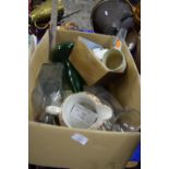 BOX OF MIXED KITCHEN CERAMICS ETC