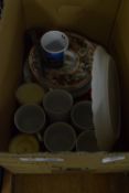 BOX CONTAINING CERAMICS INCLUDING MUGS ETC