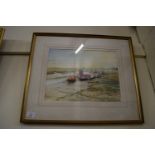 WATERCOLOUR, BOATS IN HARBOUR SIGNED D DAVIS