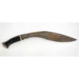 20th century Kukri with metal pommel and ebony wood handle, blade a/f, overall length approx 42cm