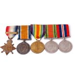 WWI/WWII group of five comprising 1914 Star with "Mons" clasp together with British War Medal and