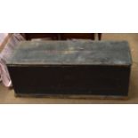 20th century Naval painted wooden chest with "HMS WARRIOR" on lid, and No 2 below lock plate,