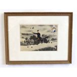 Early 20th century framed memorial scene of WWI to an 18 year old French soldier from the 63rd