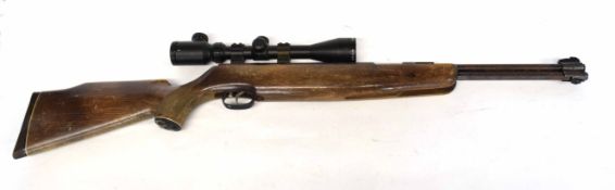 Underlever .177 air rifle made in Germany by Weihraugh with a Nite-eye 3-10 x 44 1R Hawk scope,