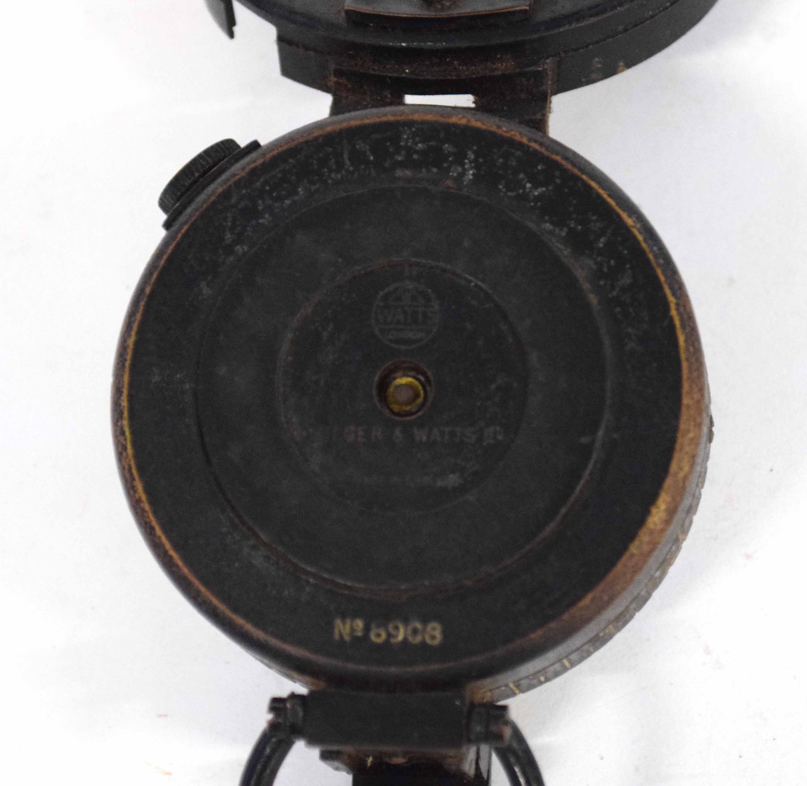 20th century leather cased prismatic marching compass made by Higler & Watts Ltd - Image 3 of 3