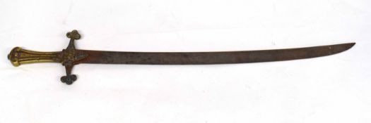 Early Victorian 1856 pattern drummer's sword with unusual curved blade, lacking scabbard, rusty