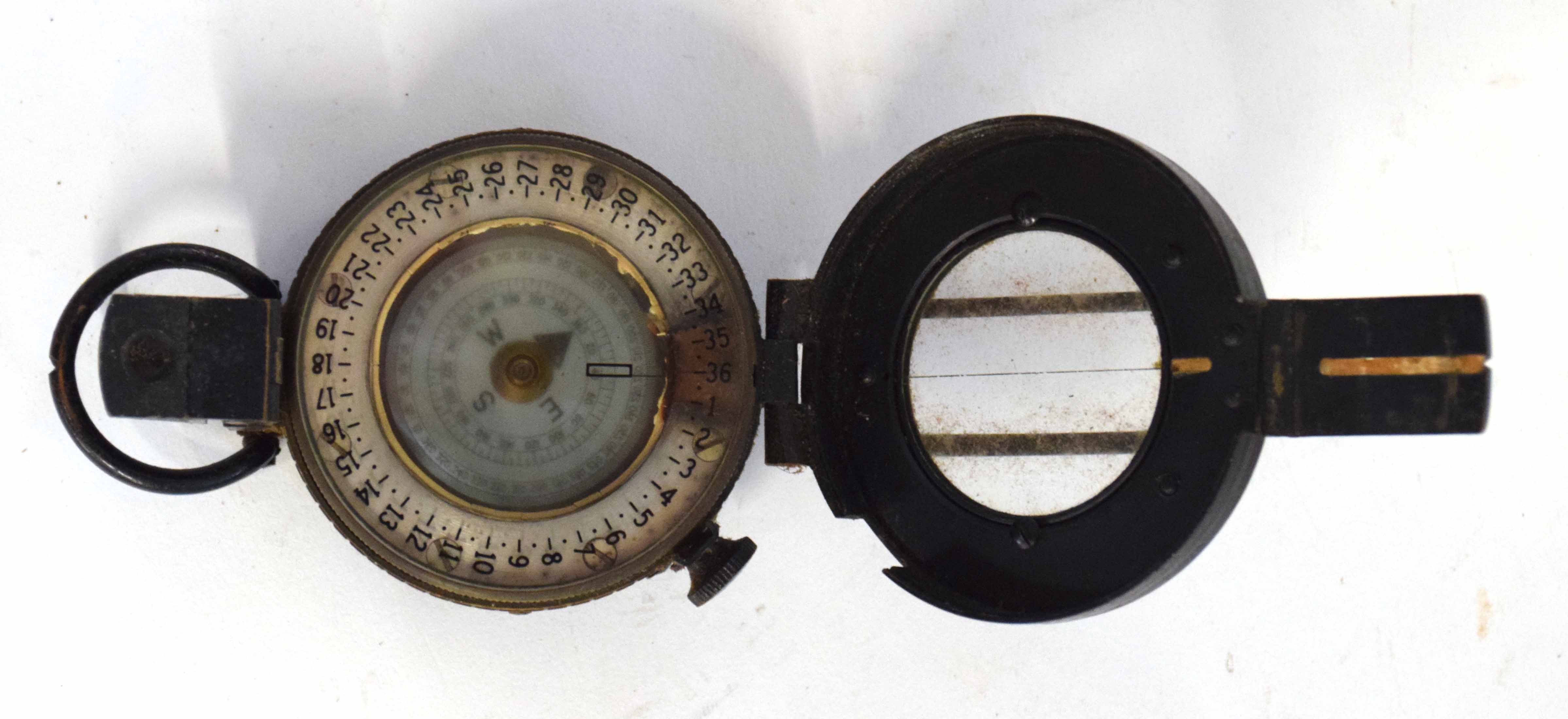 20th century leather cased prismatic marching compass made by Higler & Watts Ltd - Image 2 of 3