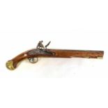 Georgian English Enfield Tower long sea service .577 "Regulation bore" flintlock pistol with brass