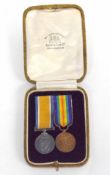 Pair of cased WWI medal miniatures mounted by Spink & Son, to include 1914-18 War Medal and 1914-