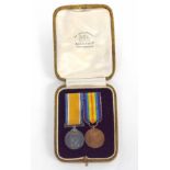 Pair of cased WWI medal miniatures mounted by Spink & Son, to include 1914-18 War Medal and 1914-
