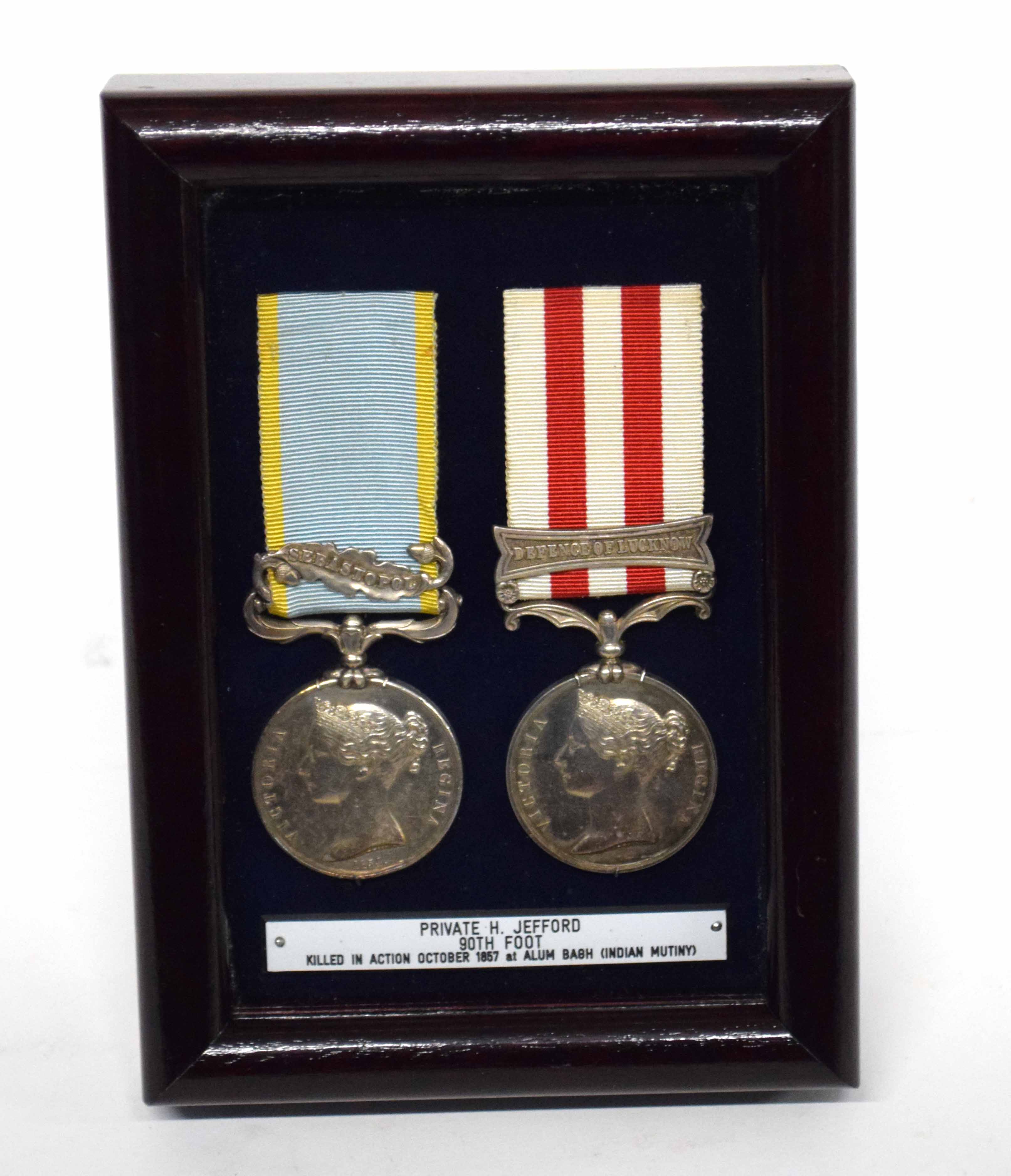 Pair of Victorian medals to casualty of the Indian Mutiny war to include Queen Victoria Crimea medal