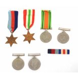 Collection of six British WWII campaign medals - Italy Star, 1939-45 Star, Defence medal, two 1939-
