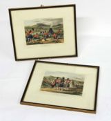 Pair of framed military prints from R Ackermanns, Cobham, scenes to include 42nd Highlanders and