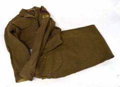 Set of battle dress 1949 pattern to include blouse dated 1952, size 8, badged up to 11th Armoured