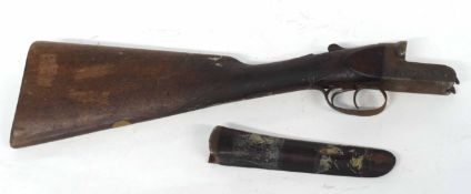 Stock and hand grip of a 20-bore side by side shotgun, made by "William Evans" (a/f)