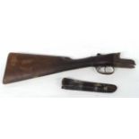 Stock and hand grip of a 20-bore side by side shotgun, made by "William Evans" (a/f)