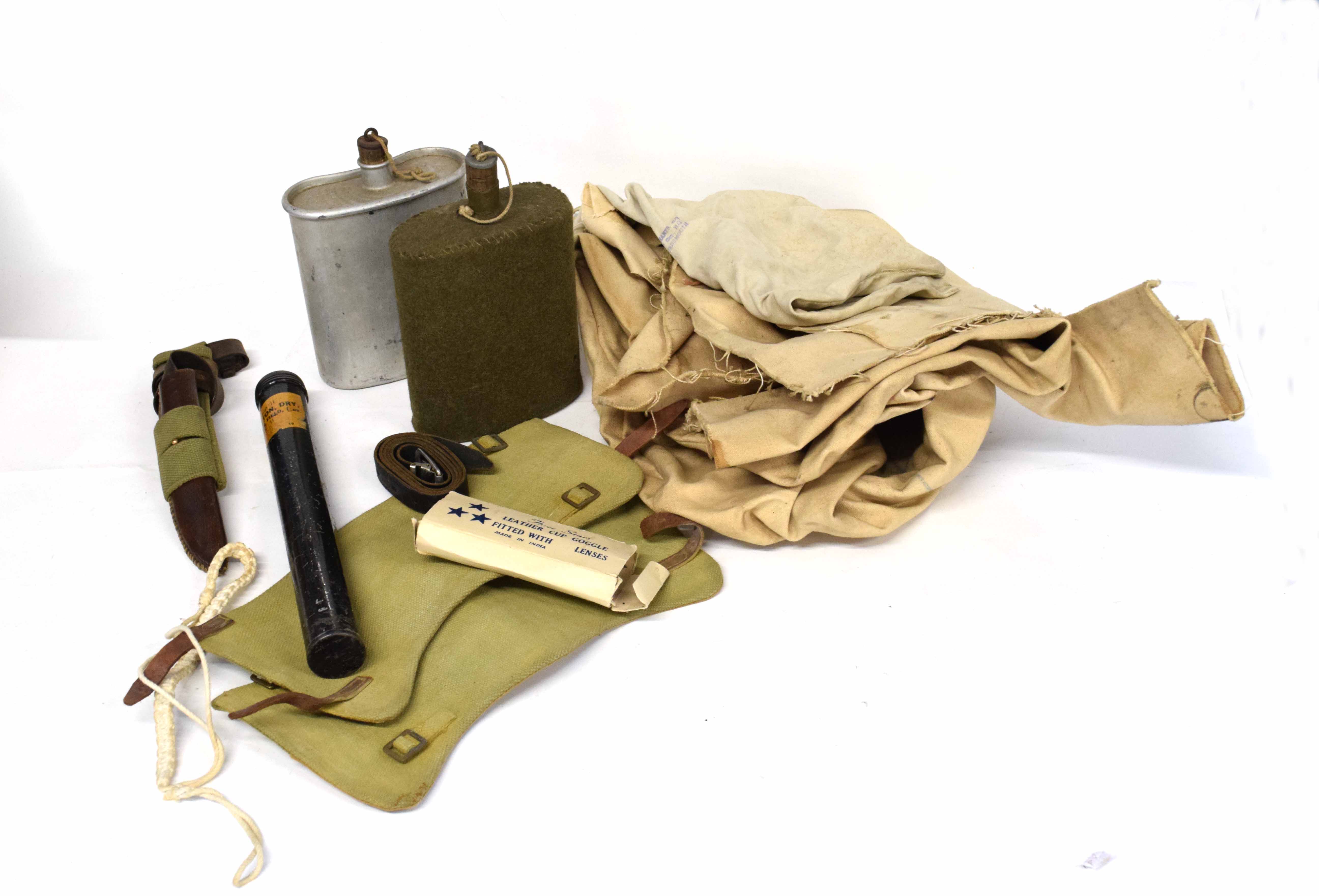 Quantity of military items to include British 20th century canteen, ARP canteen, military canister