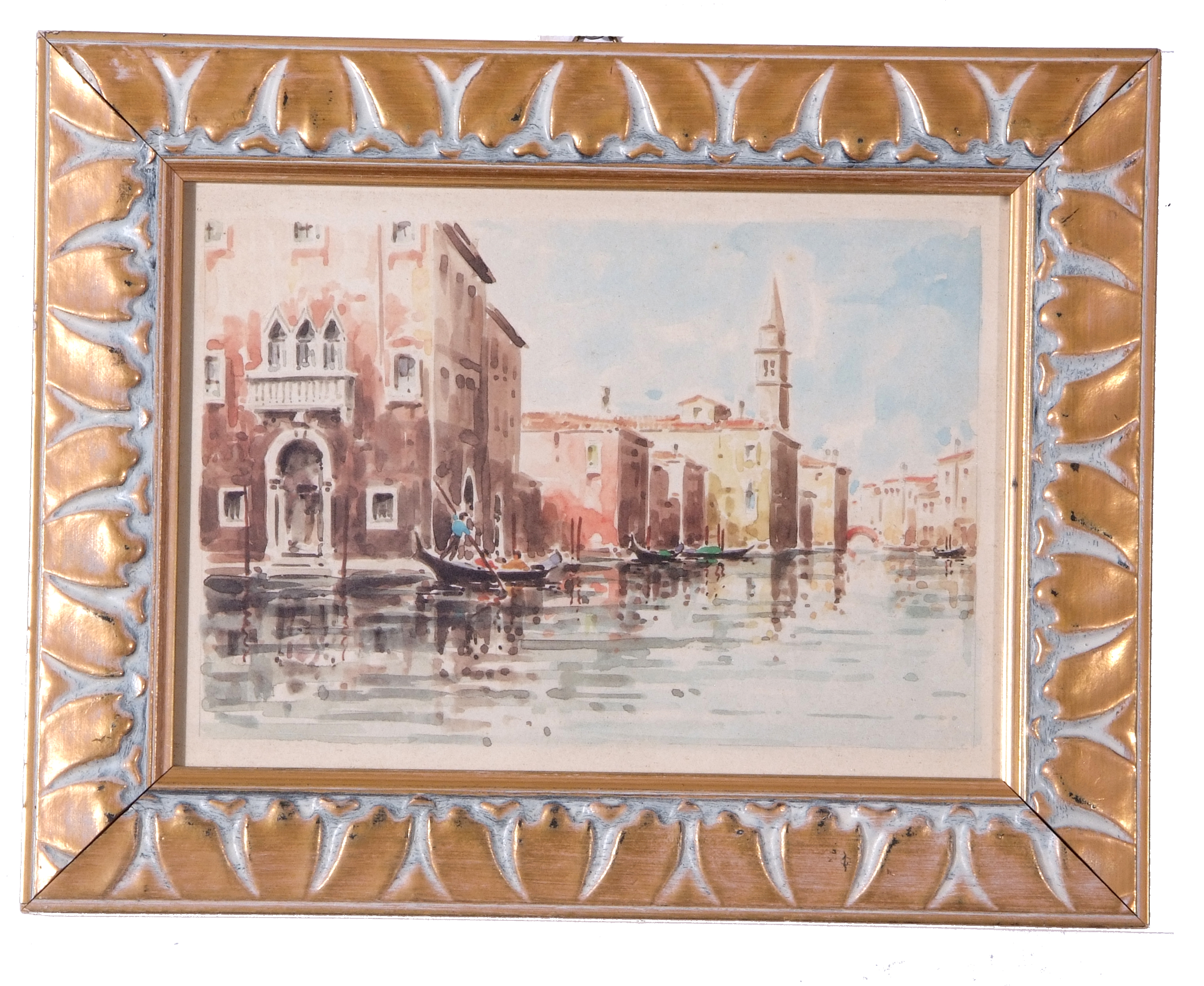 Venetian scene with gondolas on a canal