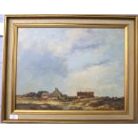 Study of rural cottages, oil on board, indistinctly signed, possibly J Ormondroyd, gilt framed