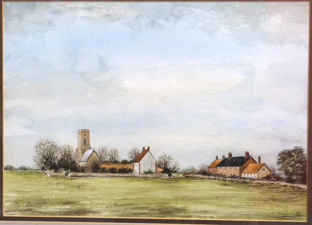 Guy Busby, Watercolour, Norfolk Village Scene, 25 x 35cm - Image 2 of 2