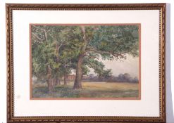 Bernard Walsh, watercolour, signed, Distant country house in grounds, 24 x 33cm