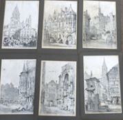 After Samuel Prout, Various European city scenes, black and white engravings (8)