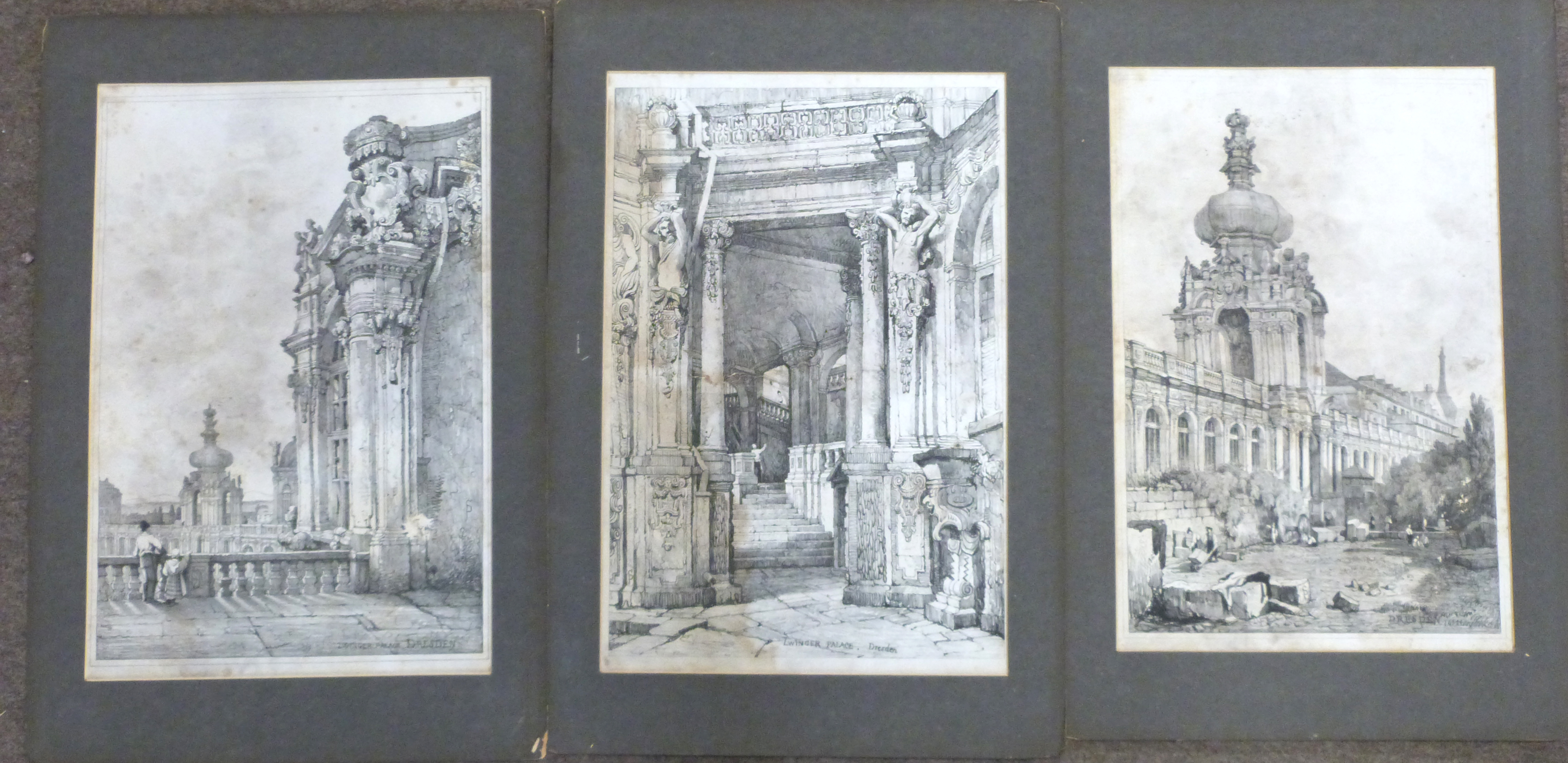 After Samuel Prout, German city scenes, black and white engravings, unframed (12) - Image 2 of 4
