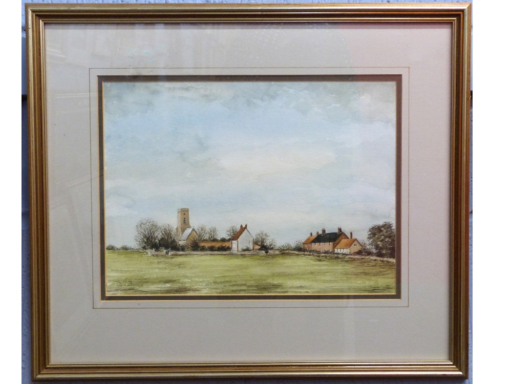 Guy Busby, Watercolour, Norfolk Village Scene, 25 x 35cm