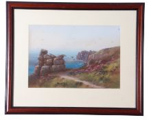 Harold Gordon, signed, Lands End, Cornwall, inscribed verso, 25 x 36cm