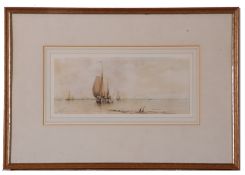 Albert Marks, signed, Estuary scene, 16 x 32cm