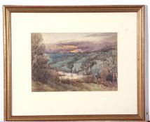 Albert Strange, watercolour, signed, Misbourne Valley in floord, inscribed verso, 19 x 25cm