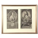 After Houbracken, engravings, King Charles I and his wife Henrietta Maria, two in one frame, each 30