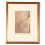 Unsigned watercolour, 20th century, Street scene with church buildings, 23 x 16cm