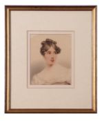 Portrait of Mary Anne Smallwood, together with unframed family details and image of grave (