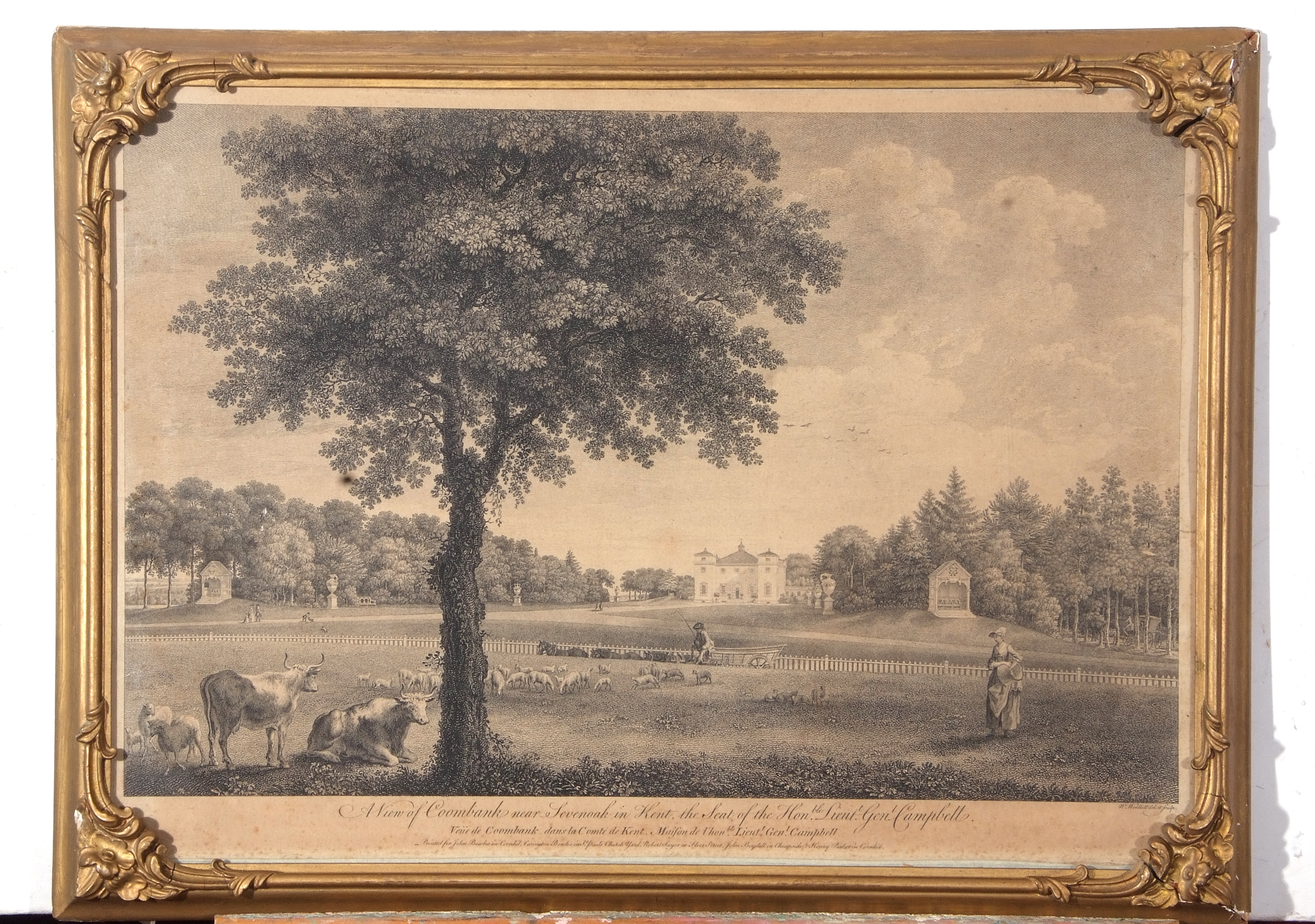 Engraving "A view of Coombank near Sevenoaks in Kent", c. early 19th century, 37 x 52cm