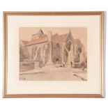 Rowland Fisher, watercolour, The Church, Rye, 32 x 40cm