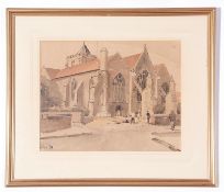 Rowland Fisher, watercolour, The Church, Rye, 32 x 40cm