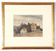 Harry Morley, watercolour, House in wooded landscape, 22 x 29cm