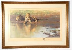 Large framed David Stephens wildlife Print, "Cool Waters", signed in pencil to margin, 50 x 78cm