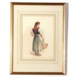 Pair of framed Watercolour Costume Studies, init HR in pencil, label verso for William Bevan and