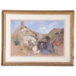 William Wilhew Fenn, Rustic cottage courtyard, watercolour, 35 x 51cm