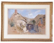 William Wilhew Fenn, Rustic cottage courtyard, watercolour, 35 x 51cm