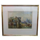 Unsigned Watercolour, titled verso Houghton Mill Sketch, 24 x 33cm